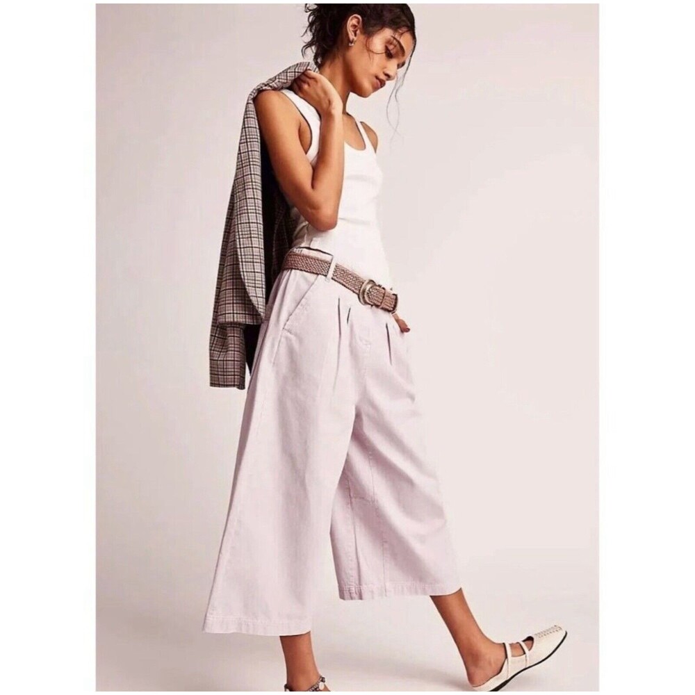 Free People Hard Rain Wide Leg Pants Gaucho Lavender 2